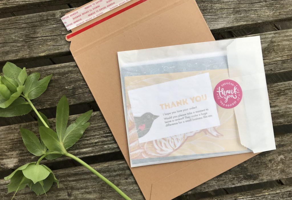 showing off my eco-friendly packaging